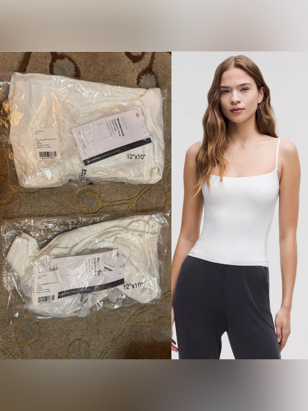 * NWT S * SET OF 2 * lululemon Wundermost spaghetti strap cami tank white nulu